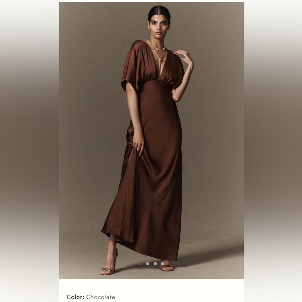 BHLDN Mauve Satin Gown in Chocolate